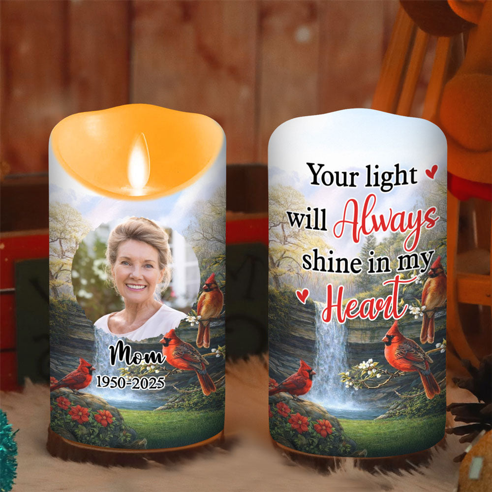Personalized Memorial LED Candle for Dad with Photo - Remembrance Gift Lamp MagicInPrints