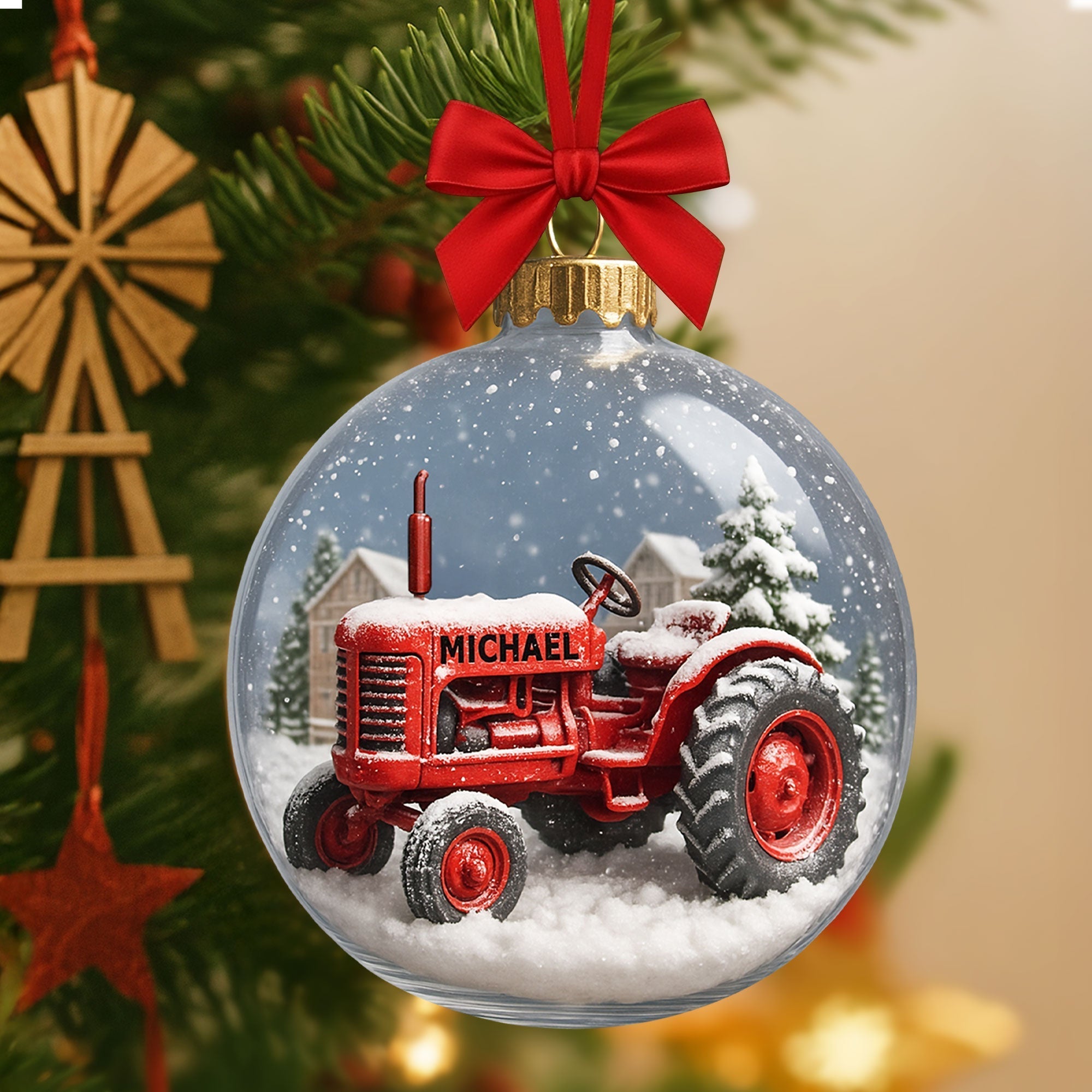 Personalized Tractor Ornament - The Perfect Gift for Farmers Ornament PopCulturePrints