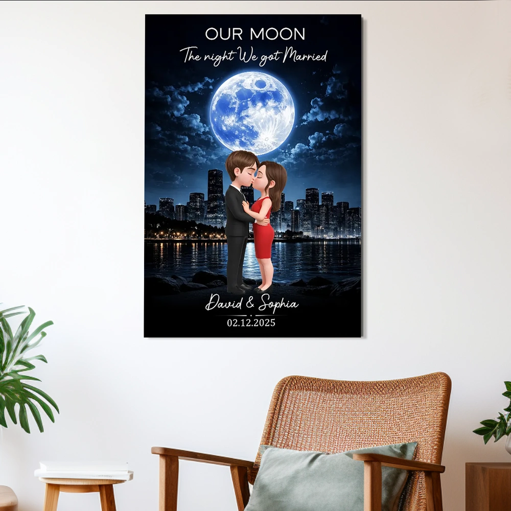 Personalized Wedding Night Canvas Print for Couples - Romantic Moonlight Theme Poster or Canvas MagicInPrints