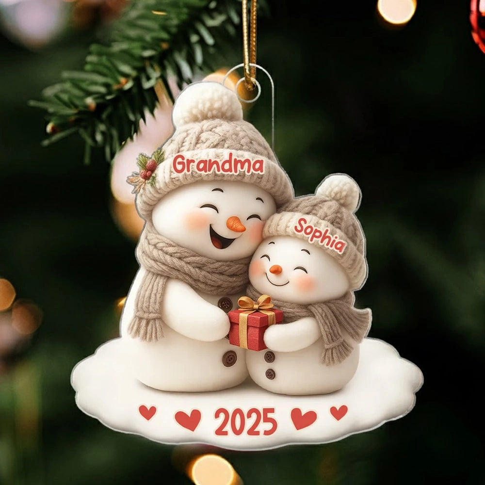 Personalized Snowman Ornament for Grandma and Child - Christmas 2025 Ornament MagicInPrints