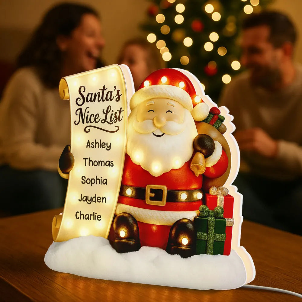 Personalized Santa's Nice List LED Light for Kids - Christmas Decor Plaque MagicInPrints