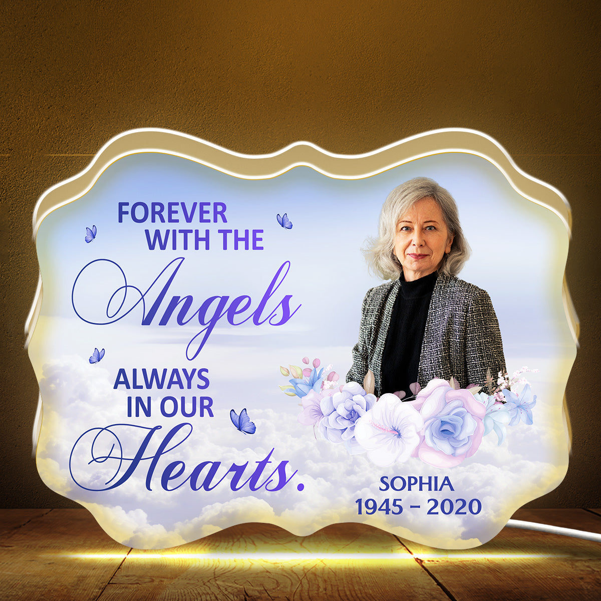 Personalized Memorial LED Light for Family - Forever in Our Hearts Tribute Plaque MagicInPrints