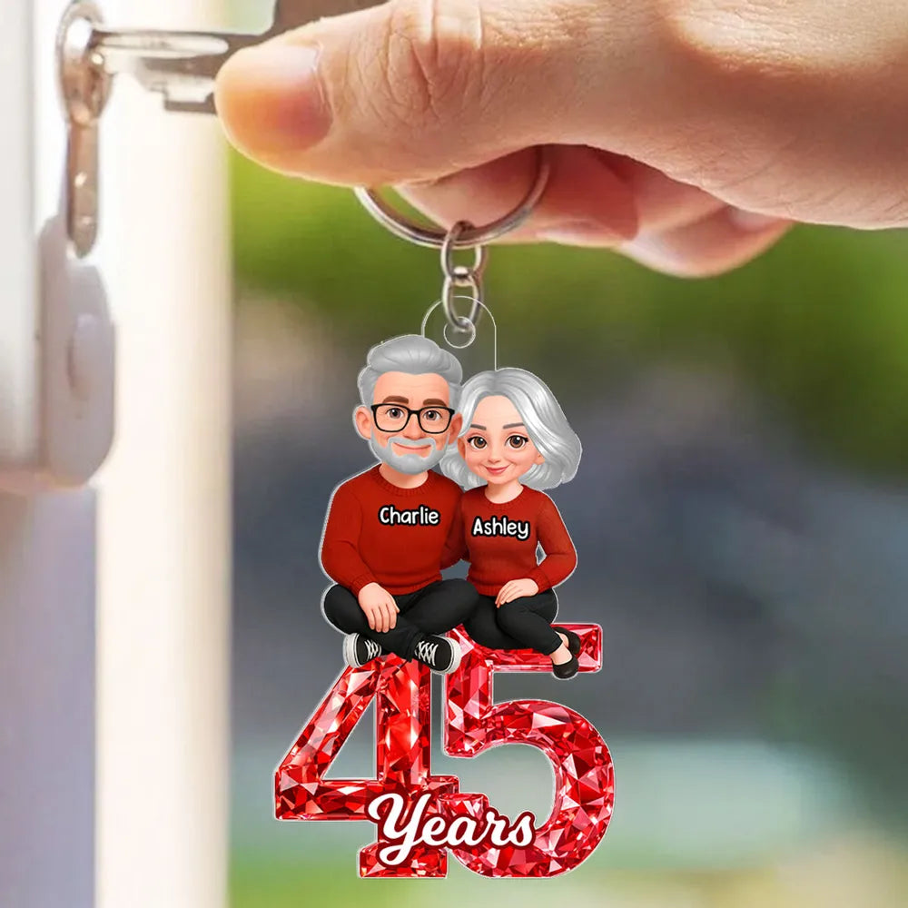 Personalized Couple Keychain Gift for Anniversary - 45th Year Celebration Keychain MagicInPrints