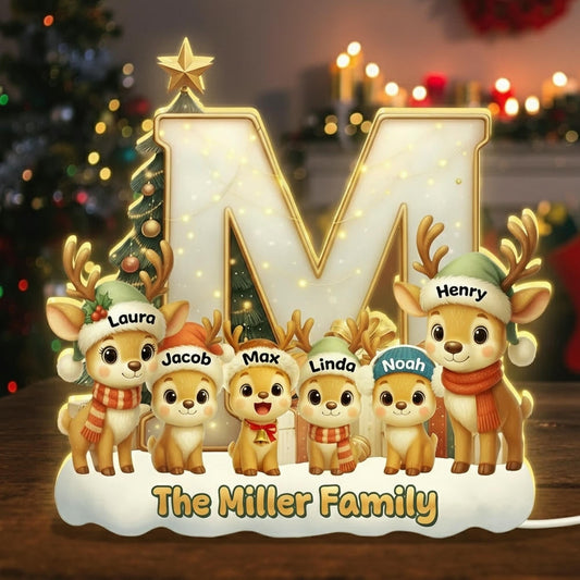 Personalized Family Reindeer Christmas Light Decor - Holiday Home Display Plaque MagicInPrints