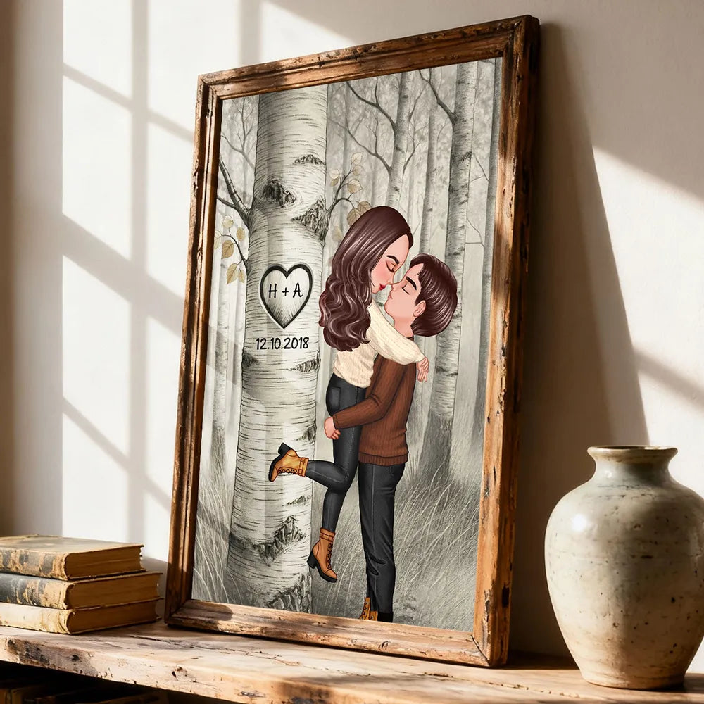 Personalized Couple Illustration Print for Lovers - Anniversary Gift Poster or Canvas MagicInPrints