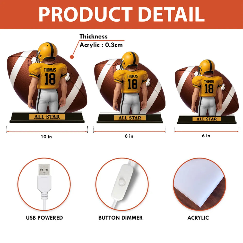 Custom Football Player Figurine with Personalized Jersey - Perfect Gift for Sports Fans Plaque MagicInPrints