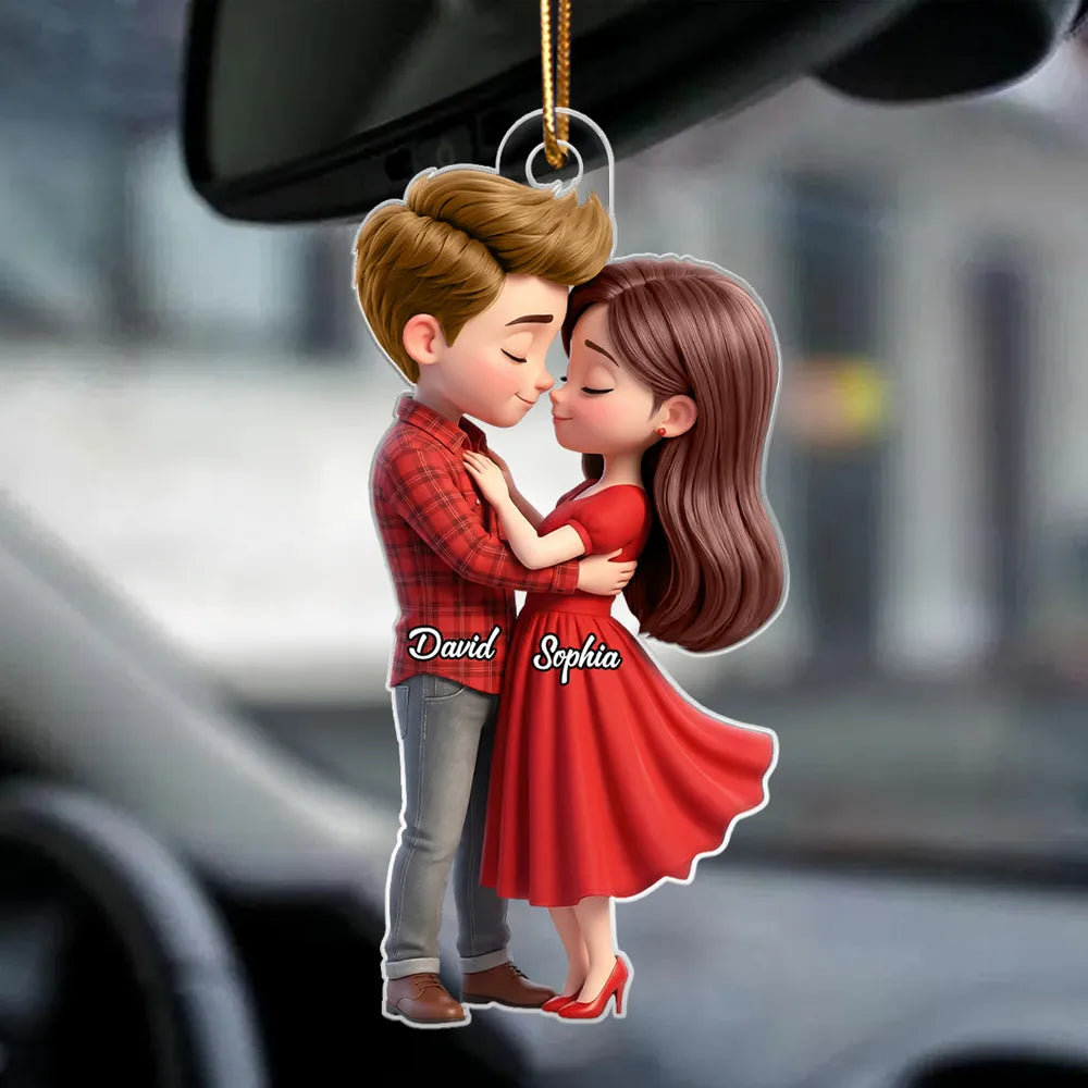 Personalized Couple Car Hanging Ornament for Lovers - Romantic Gift Car Hanger MagicInPrints