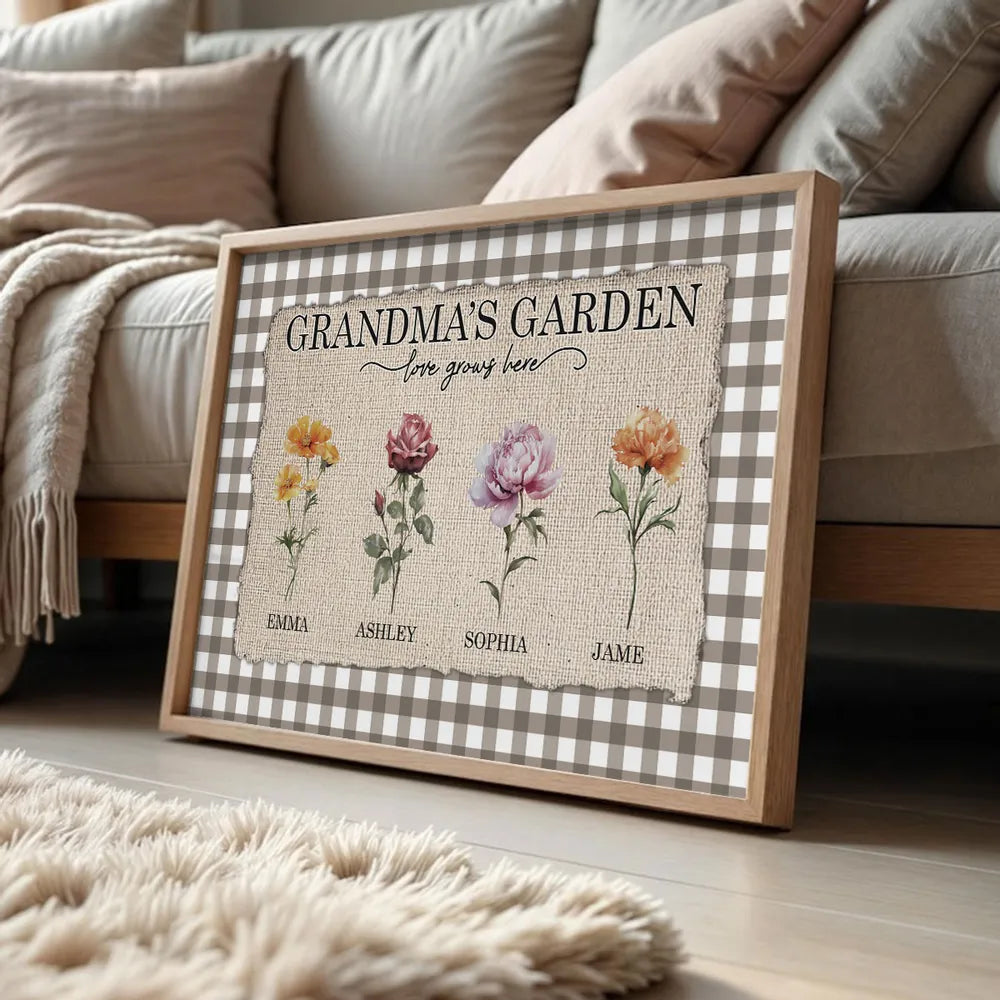 Personalized Grandma's Garden Floral Wall Art - Family Names Decor Poster or Canvas MagicInPrints