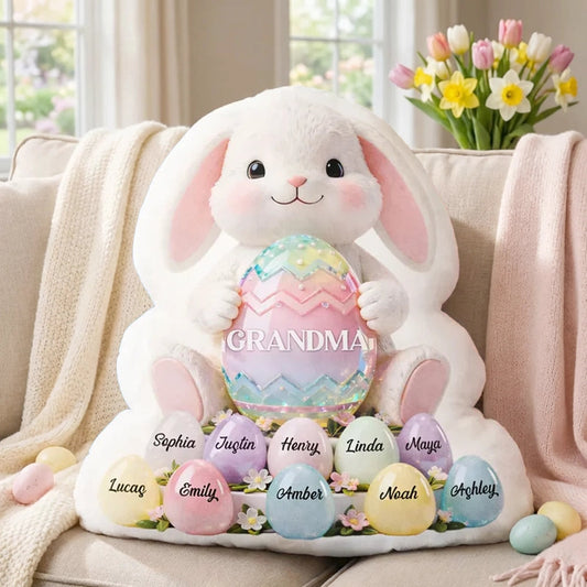Personalized Easter Bunny Cushion for Grandma - Custom Names Gift Pillow MagicInPrints
