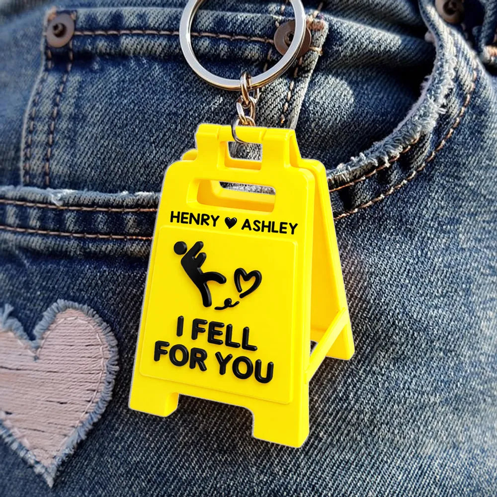 Personalized Funny Keychain for Couples - I Fell for You Gift Keychain MagicInPrints