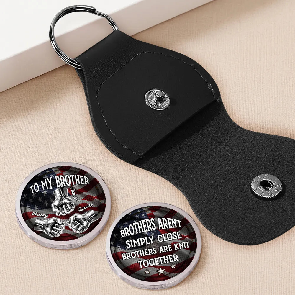 Personalized Leather Keychain for Brothers with American Flag - Sentimental Gift Keychain MagicInPrints