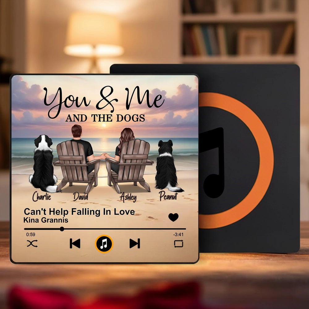 Personalized Music Plaque for Dog Lovers - Romantic Beach Scene Fridge Magnet MagicInPrints