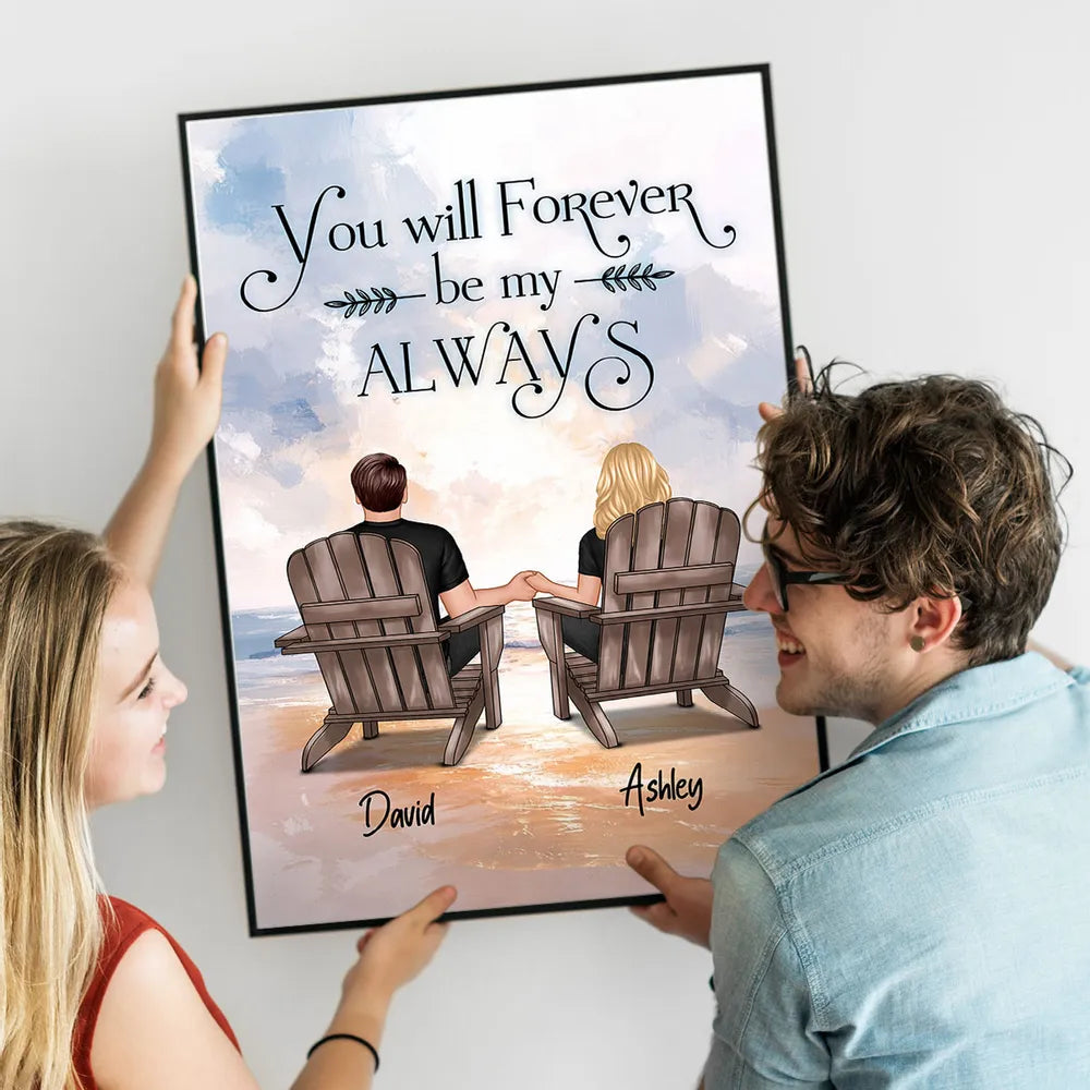 Personalized Couple Beach Scene Wall Art - Romantic Anniversary Gift Poster or Canvas MagicInPrints