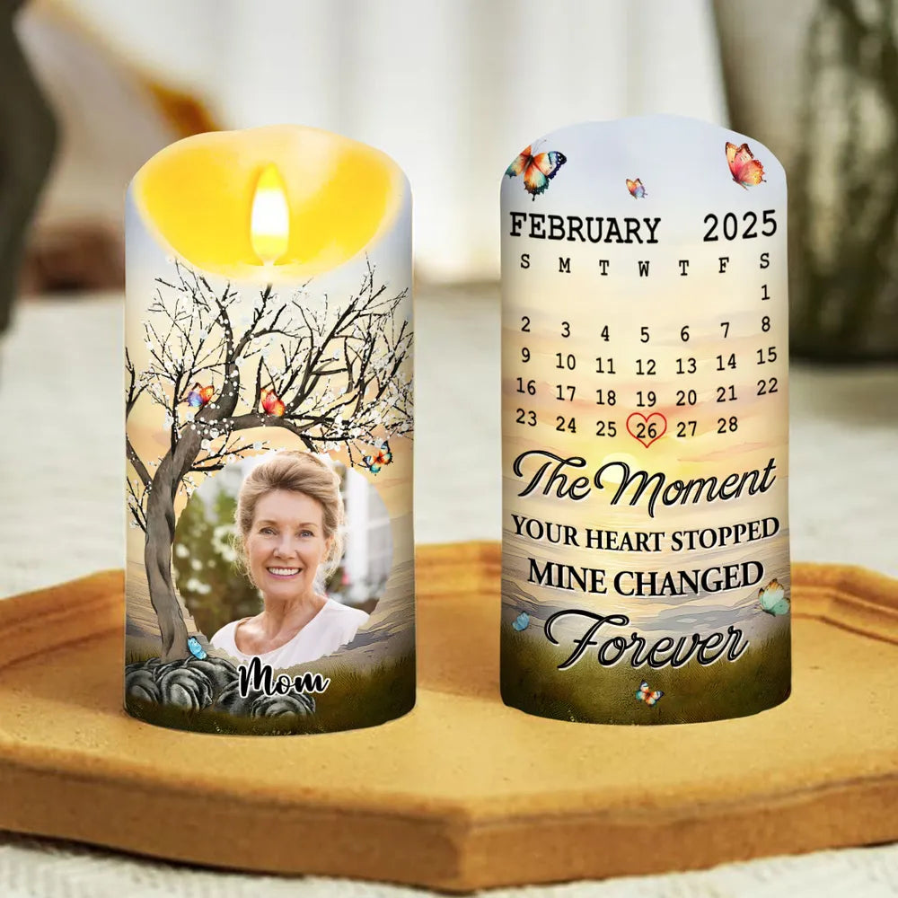 Personalized Memorial Candle for Mom with Photo and Date - Sentimental Keepsake Lamp MagicInPrints
