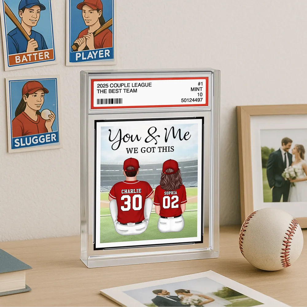 Personalized Couple Baseball Card Display - Romantic Gift for Sports Fans Plaque MagicInPrints