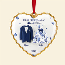 Load image into Gallery viewer, &quot;Celebrate Your Love: First Christmas as Mr. &amp; Mrs. - Personalized Ornament for Newlyweds&quot; Ornament MagicInPrints

