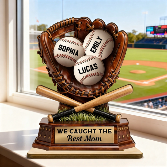 Personalized Baseball Trophy for Mom - Custom Names for Mother's Day Gift Plaque MagicInPrints