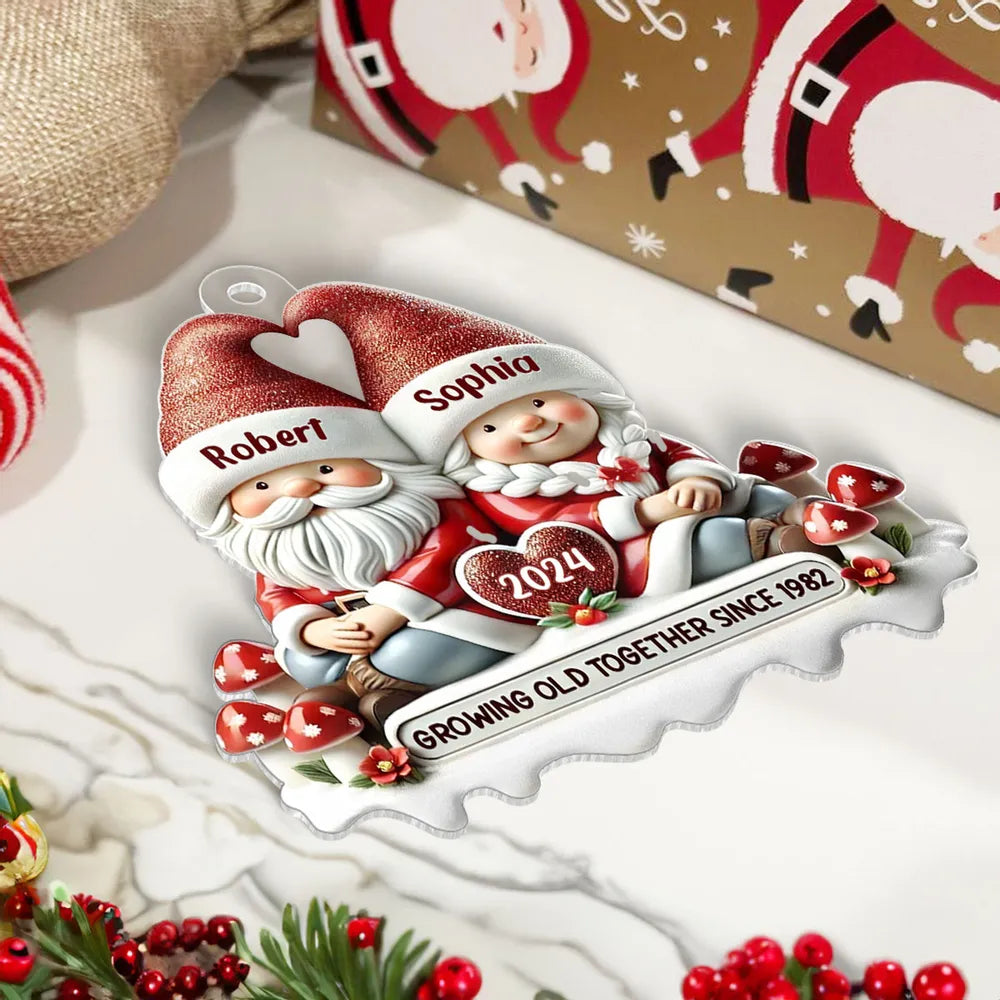 Personalized Christmas Ornament for Couples - Santa Design - Anniversary Gift Ornament MagicInPrints
