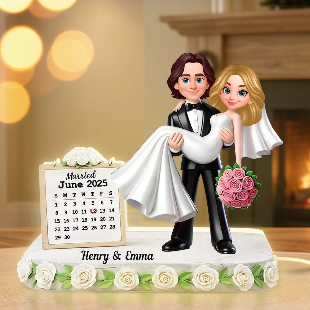 Custom Wedding Cake Topper for Couples - Personalized Figurine with Date Plaque MagicInPrints