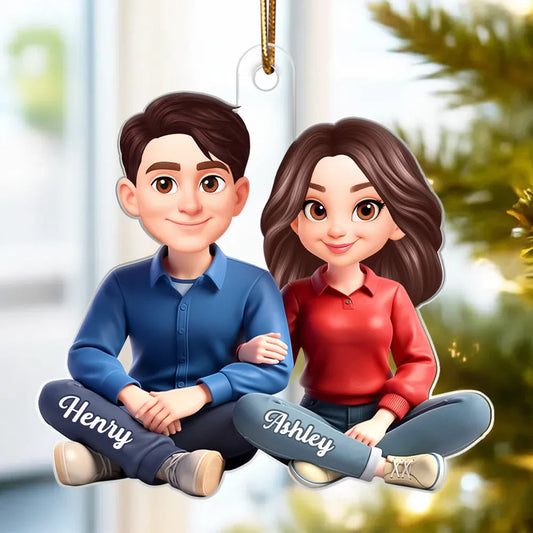 Custom Cartoon Couple Ornament for Couples with Names - Christmas Decoration Ornament MagicInPrints