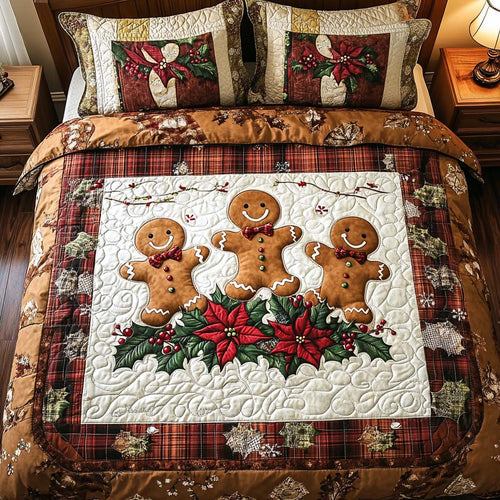 Spread Cheer with Gingerbread Joy – Personalized Quilted Bedding Set – Gift for Family and Friends Quilted Bedding Set V2 MagicInPrints