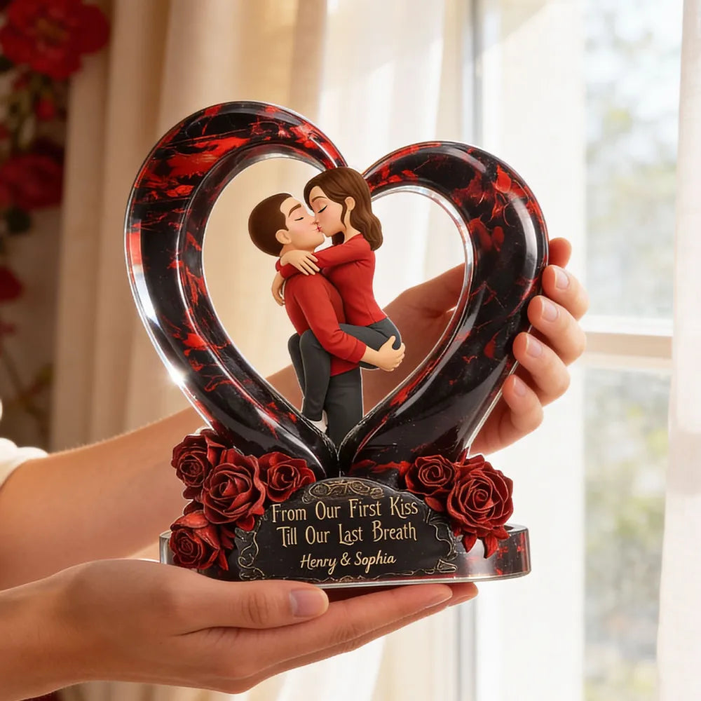 Custom Couple Heart Sculpture for Lovers with Romantic Message - Anniversary Gift Plaque MagicInPrints