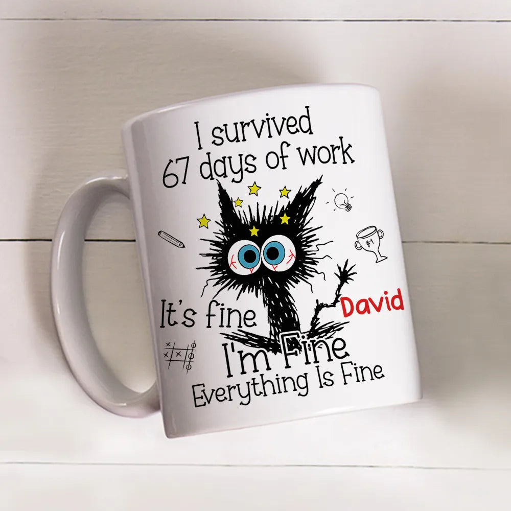 Custom Funny Cat Mug for Office Workers - Work Stress Relief Gift Cup MagicInPrints