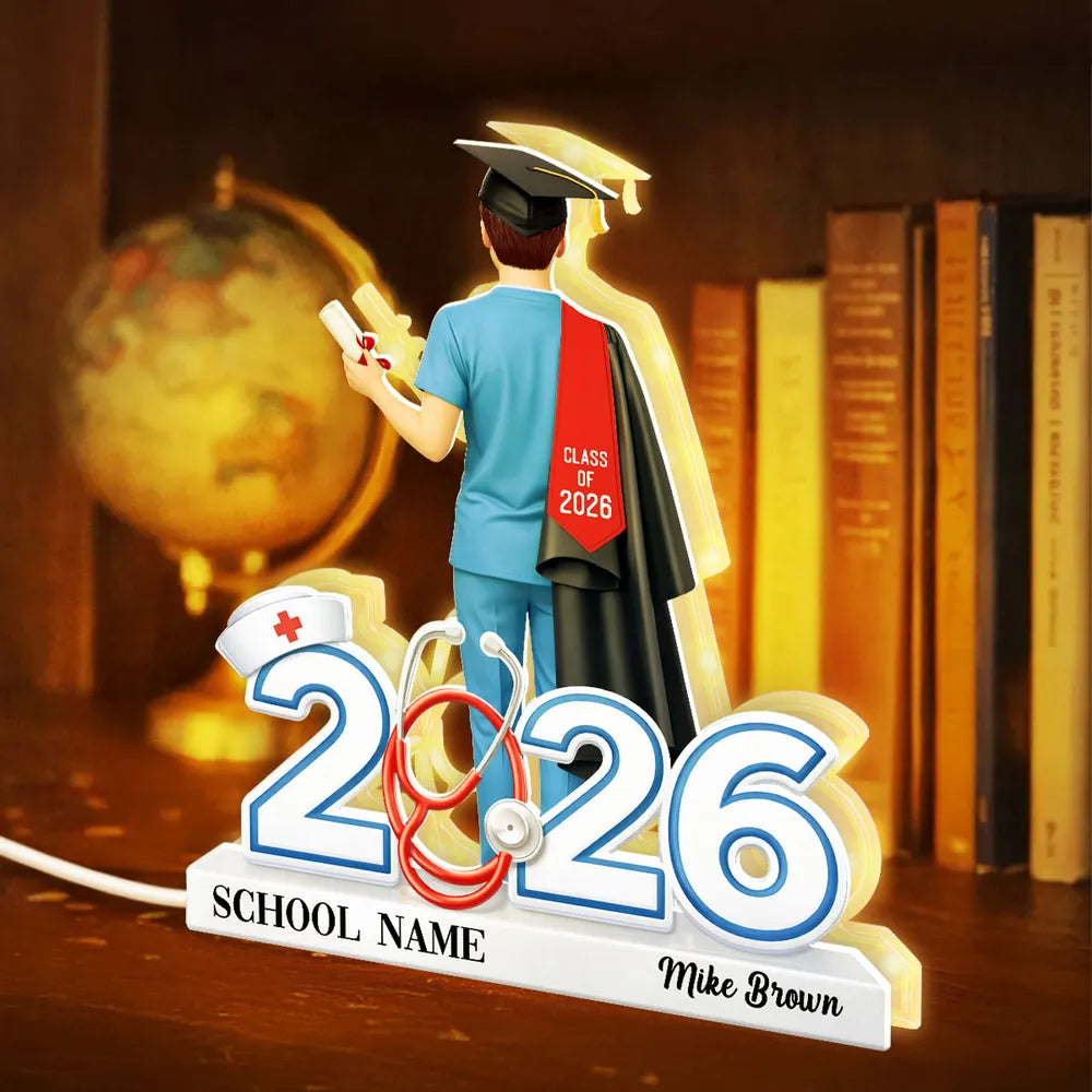 Personalized Nurse Graduation Light Up Sign for Class of 2026 - Perfect Gift for Nursing Graduates Plaque MagicInPrints