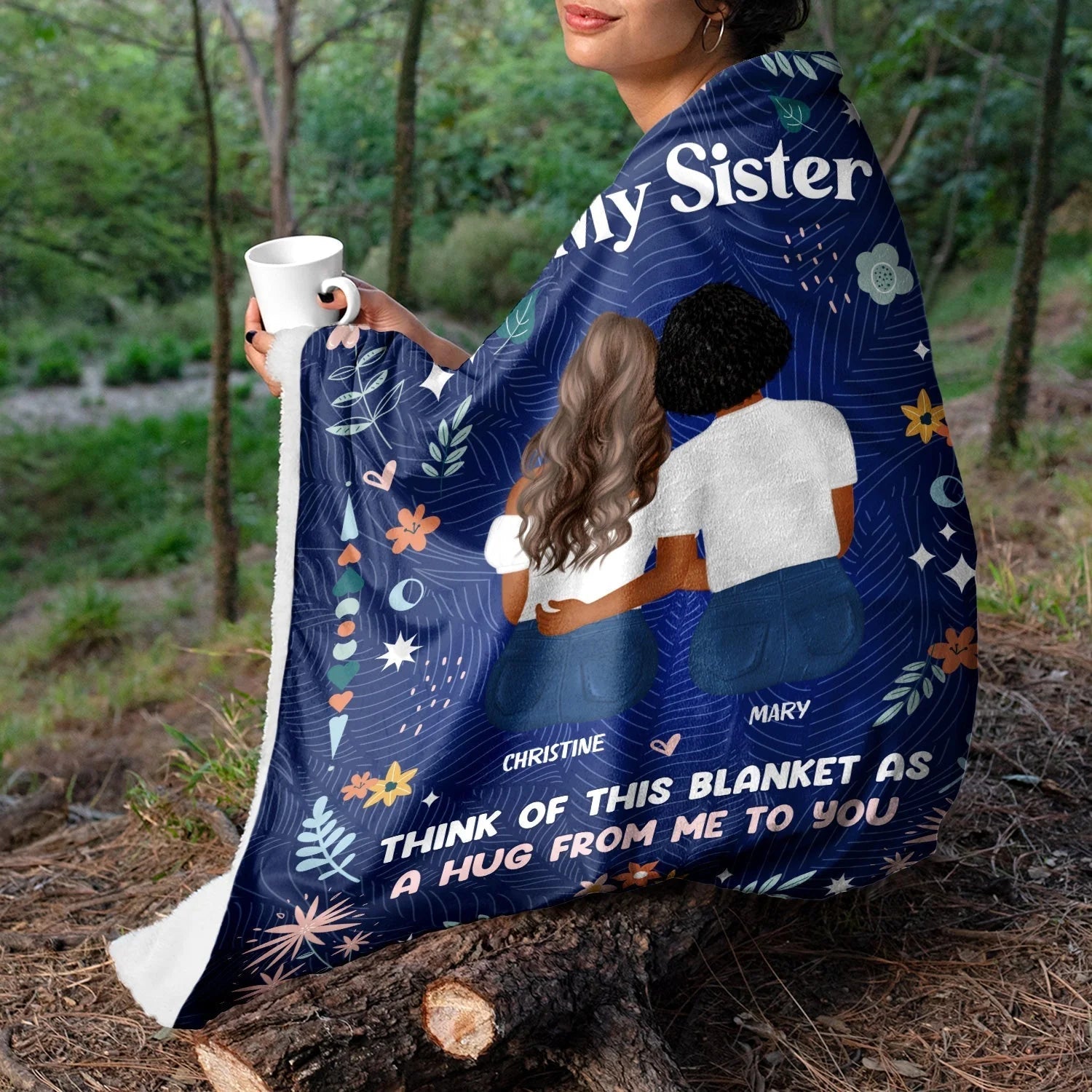 Personalized Sister Blanket - Cozy Gift with Custom Names - Holiday Sentiment Blanket MagicInPrints
