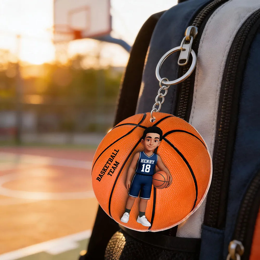 Custom Basketball Team Keychain for Kids - Personalized Sports Gift Keychain MagicInPrints