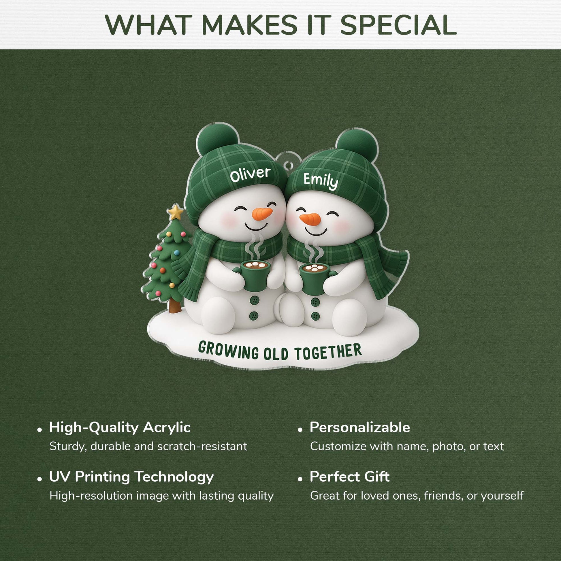Personalized Snowman Couple Christmas Ornament - Romantic Holiday Gift Ornament MagicInPrints