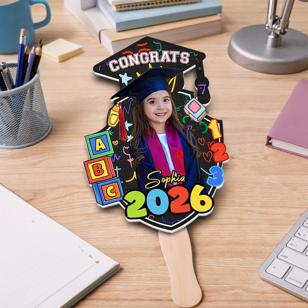 Personalized Graduation Fan for Kids - Custom Photo and Year - Graduation Celebration Stationery MagicInPrints