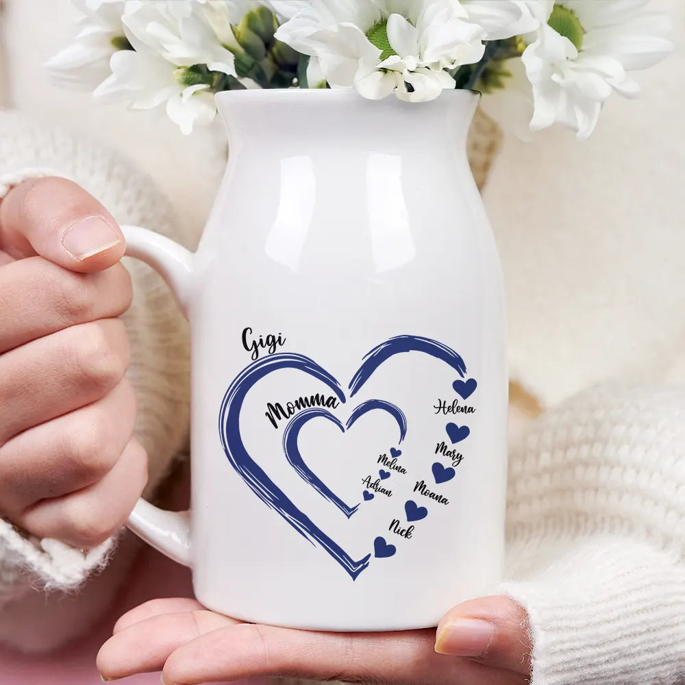 Personalized Ceramic Flower Vase for Family - Heart Design with Names Vase MagicInPrints