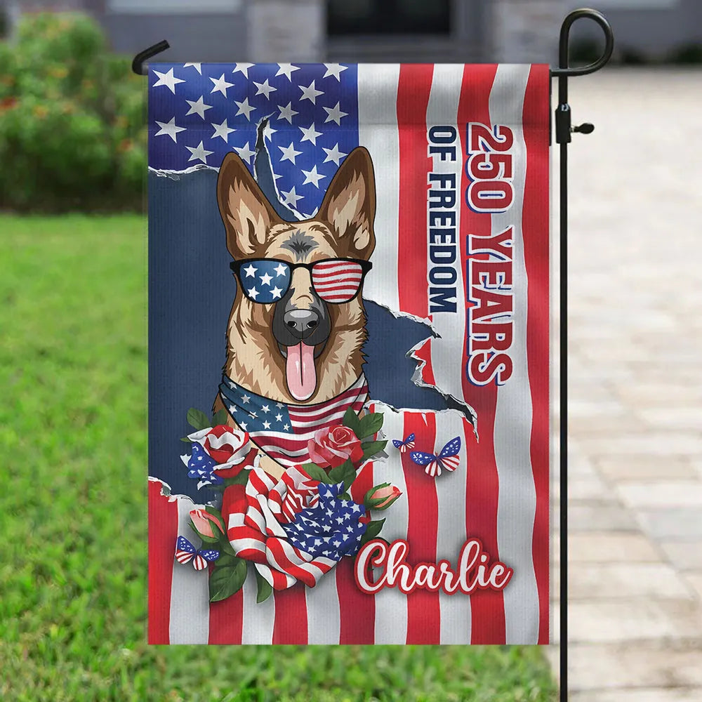 Personalized Patriotic Dog Garden Flag for Pet Lovers - Independence Day Decor Flag MagicInPrints