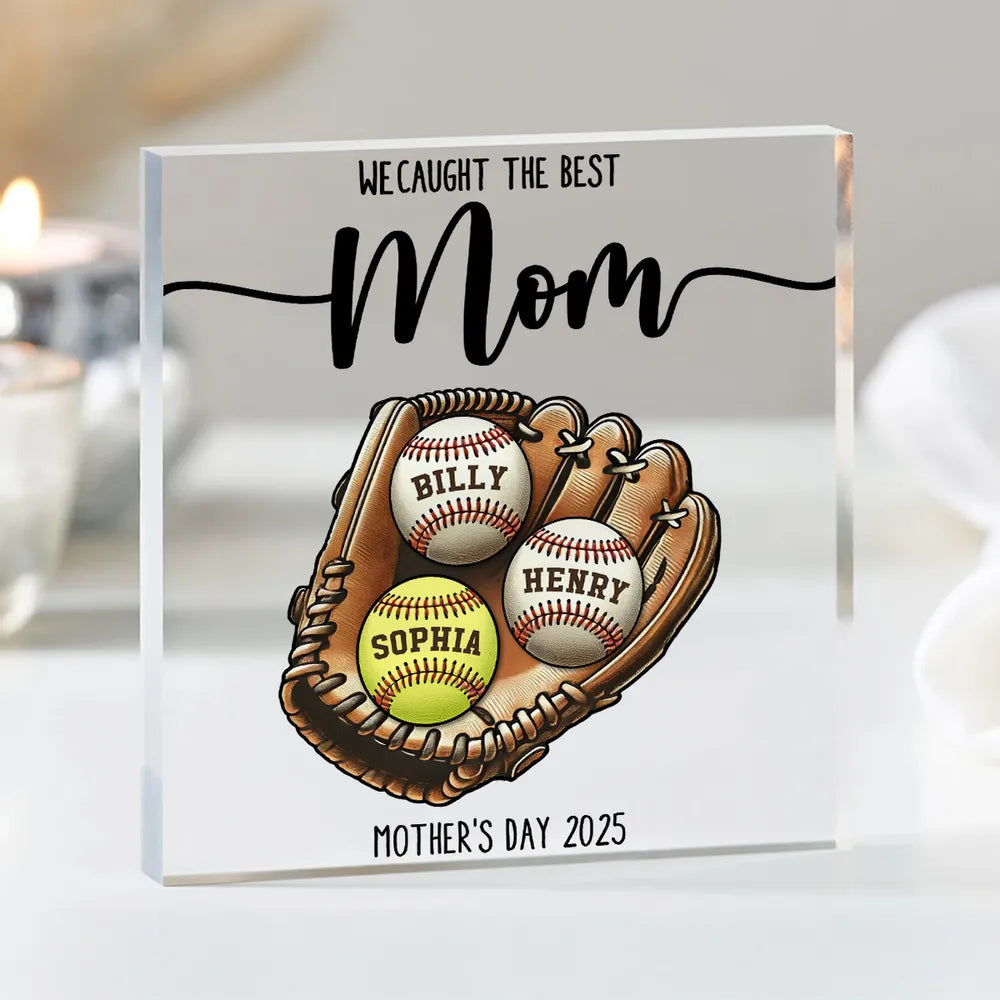 Personalized Baseball Mom Acrylic Block Gift - Mother's Day 2025 Plaque MagicInPrints