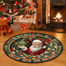 Load image into Gallery viewer, “Rollin’ Into the Holidays” - Personalized Chill Santa Round Rug - Unique Christmas Gift for Family and Friends Doormat MagicInPrints
