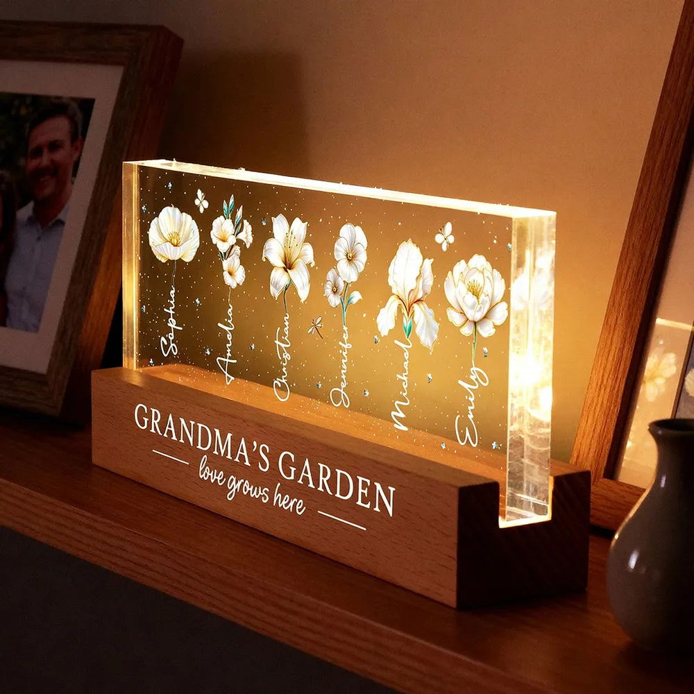 Personalized Acrylic Flower Block for Grandma - Custom Names Gift Plaque MagicInPrints