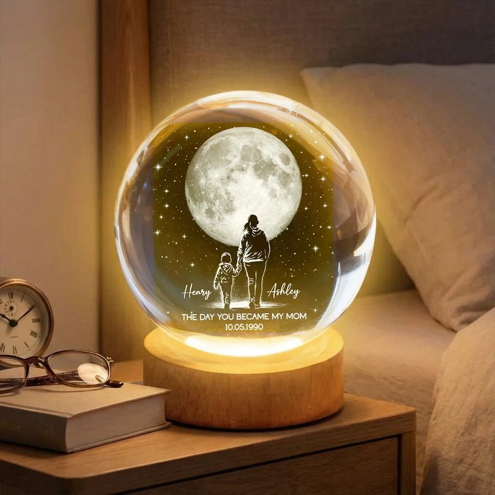 Personalized LED Night Light for Mom - Custom Moon Globe with Date Lamp MagicInPrints