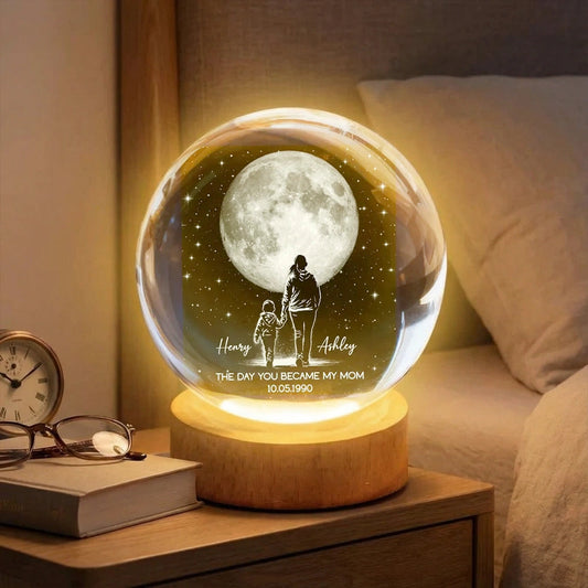 Personalized LED Night Light for Mom - Custom Moon Globe with Date Lamp MagicInPrints