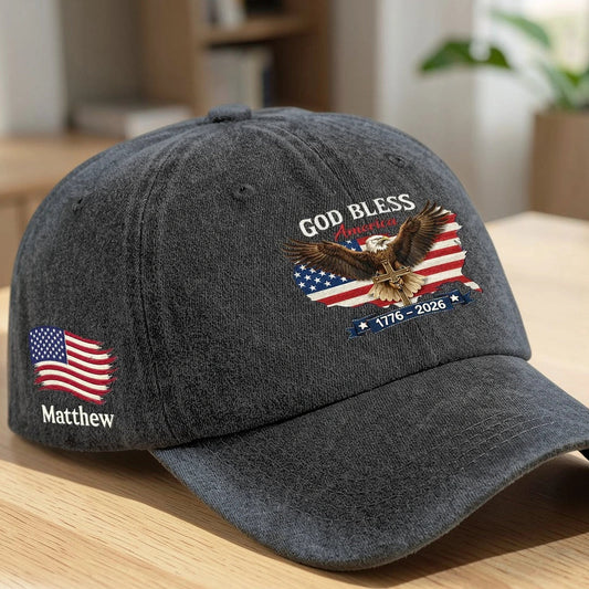 Personalized Patriotic Baseball Cap for Men - American Flag Eagle Design Hat MagicInPrints