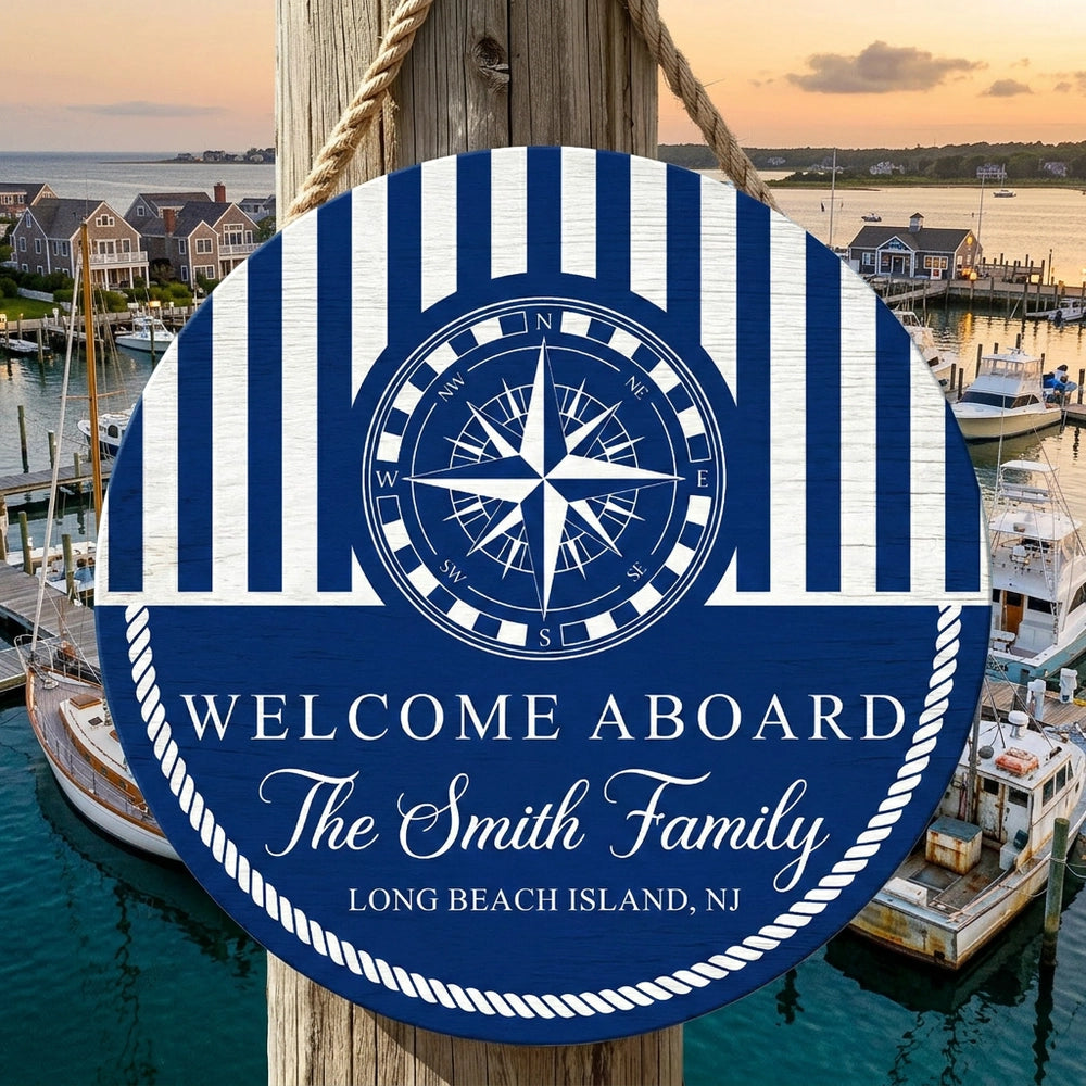 Custom Nautical Welcome Sign for Families - Personalized Home Decor Sign MagicInPrints