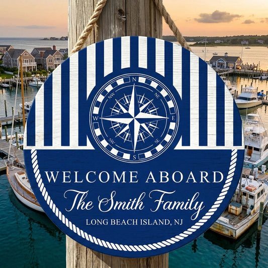Custom Nautical Welcome Sign for Families - Personalized Home Decor Sign MagicInPrints