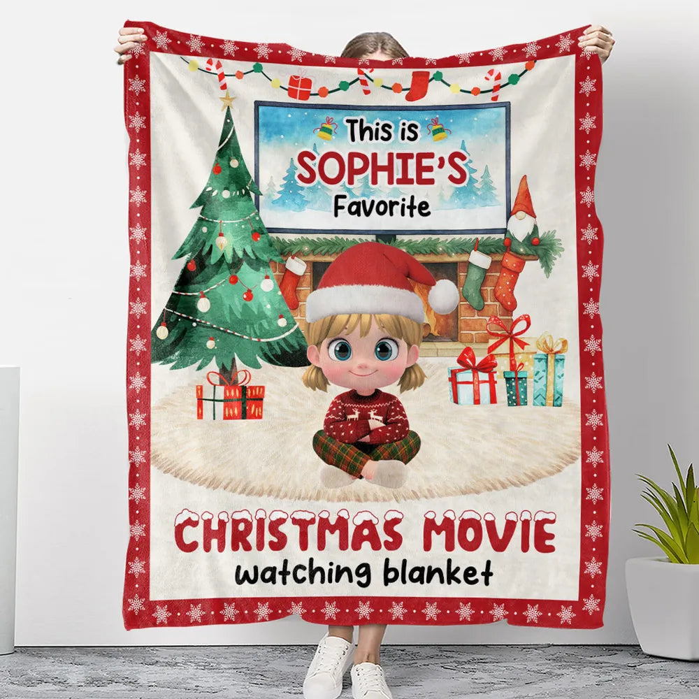 Personalized Christmas Movie Watching Blanket for Kids - Cozy Holiday Gift Pillow or Blanket MagicInPrints