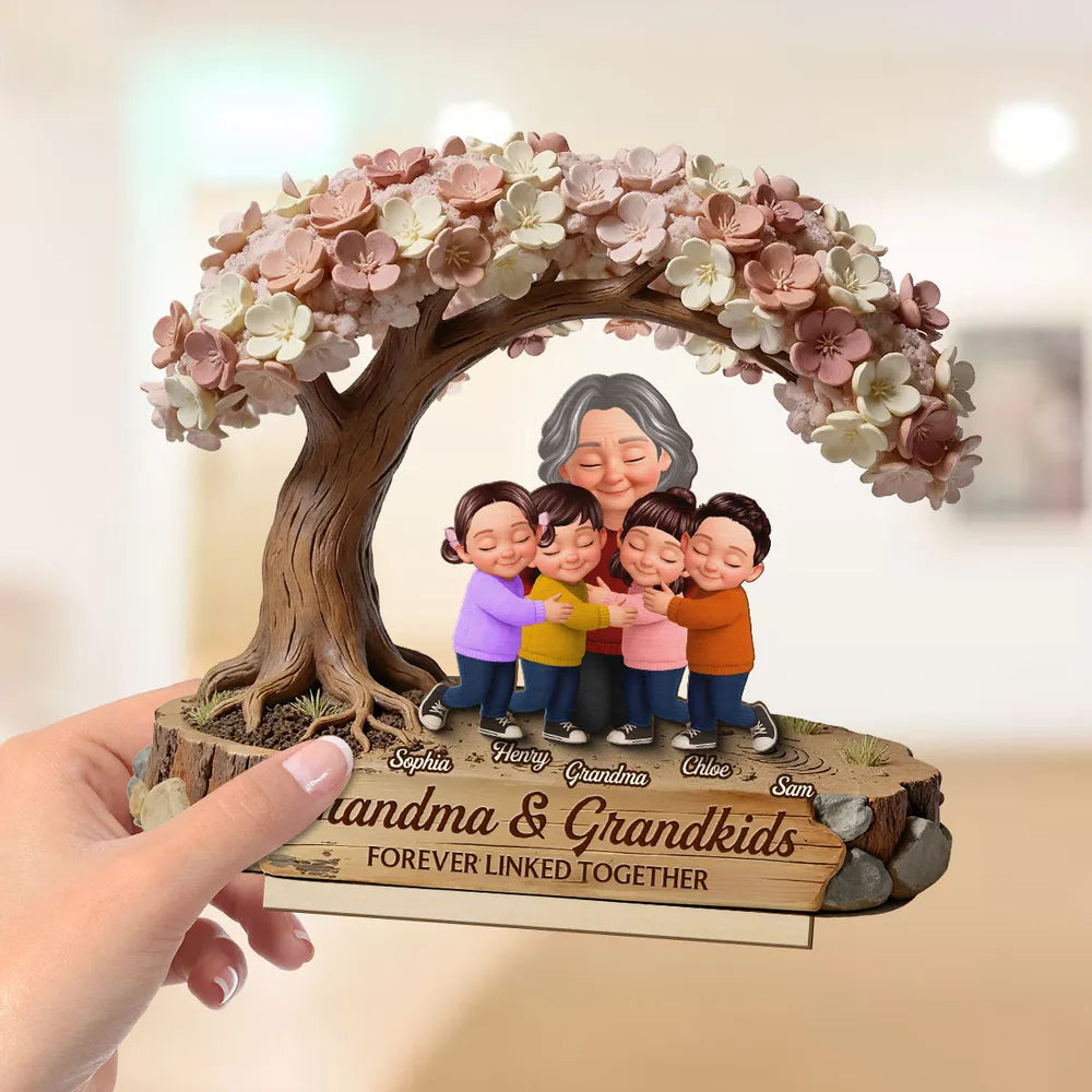 Personalized Family Tree Sculpture for Grandma with Grandkids - Sentimental Gift for Home Decor Plaque MagicInPrints