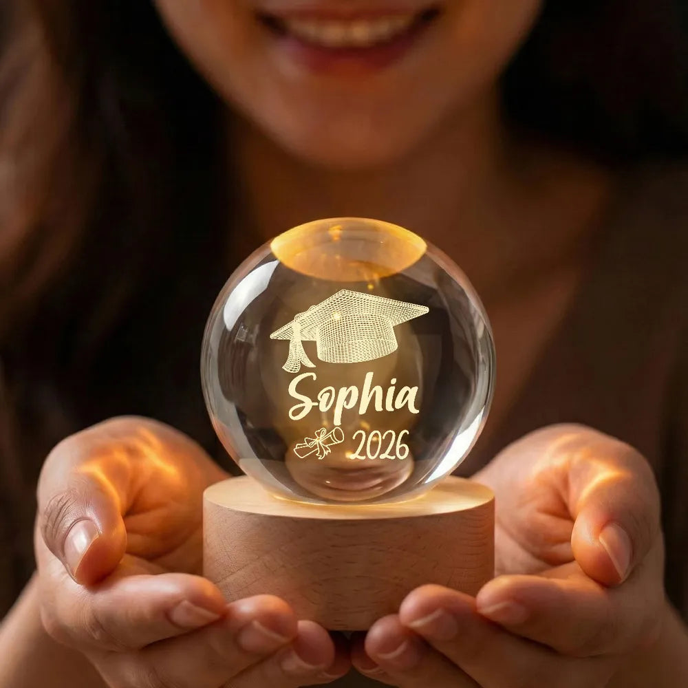 Personalized Graduation Crystal Ball Lamp for Graduates - Class of 2026 Gift Lamp MagicInPrints