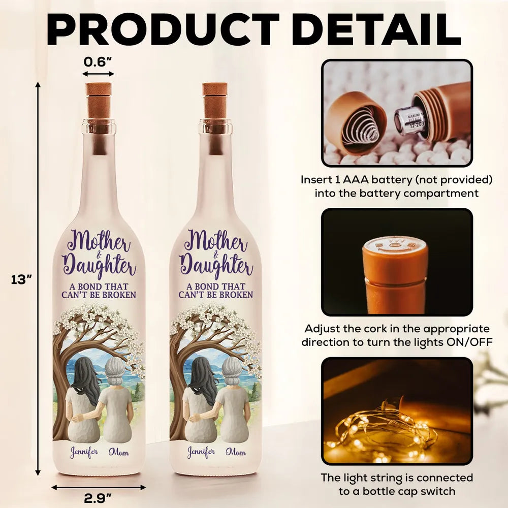 Personalized Mother Daughter LED Wine Bottle Light - Sentimental Gift for Home Decor Lamp MagicInPrints