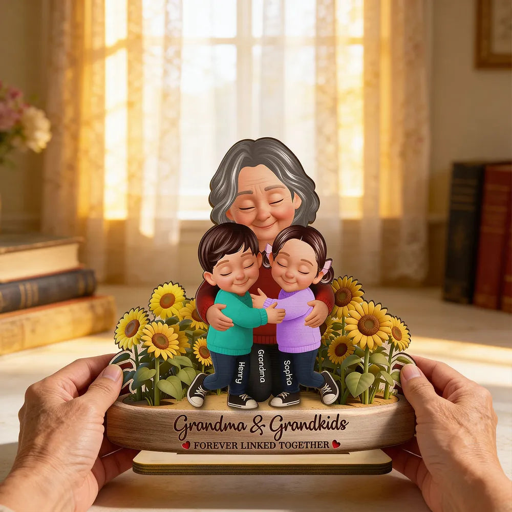 Personalized Grandma and Grandkids Wooden Sculpture - Sentimental Gift for Family Plaque MagicInPrints