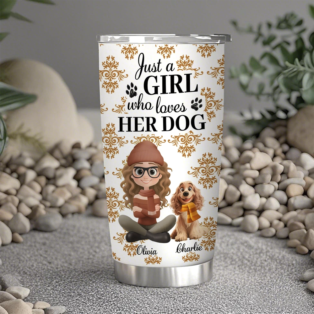 Personalized Dog Lover Tumbler for Women - Custom Name Gift Cup MagicInPrints