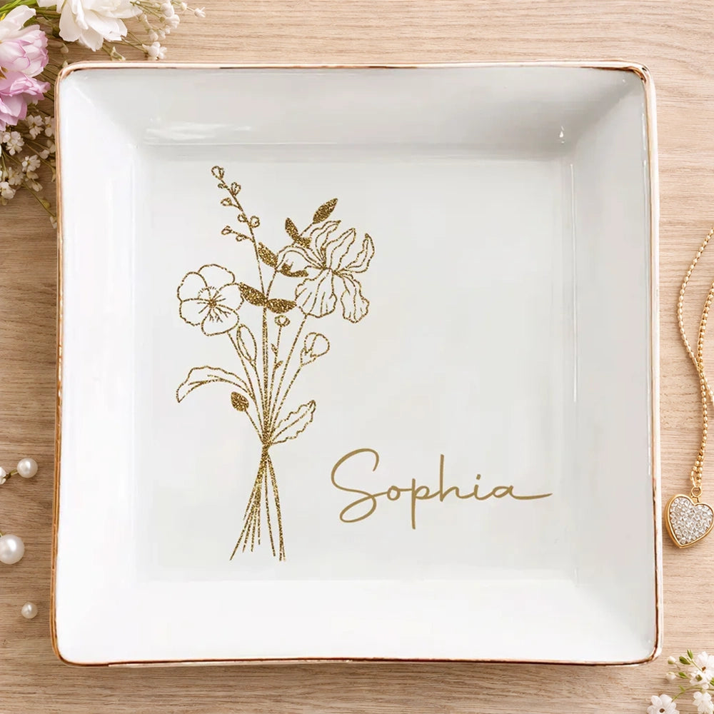 Personalized Jewelry Tray for Women with Floral Design - Perfect Gift for Her Jewelry MagicInPrints