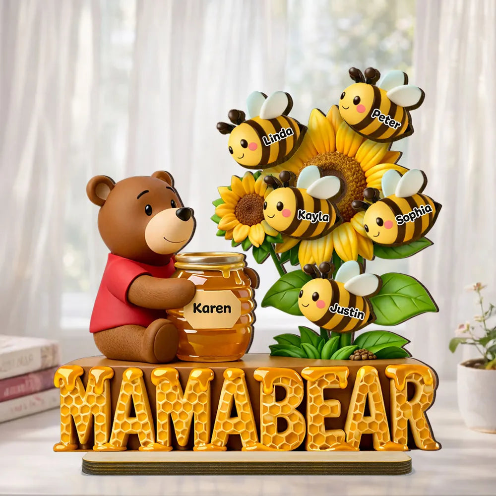 Customizable Mama Bear Honey Jar Family Name Decor - Perfect for Mother's Day Plaque MagicInPrints